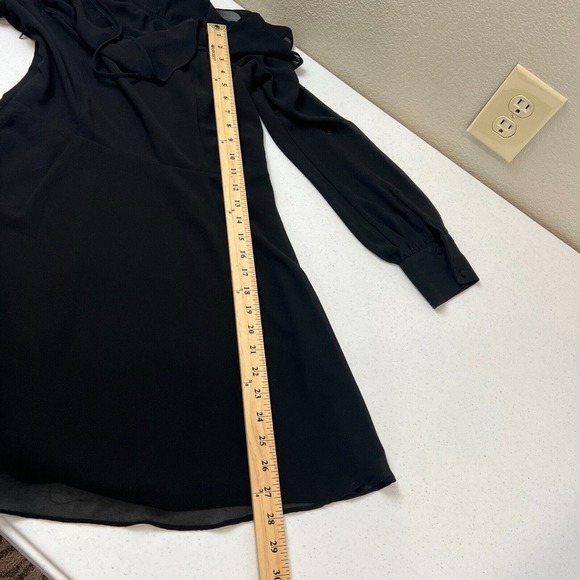 LPA Mini Dress 5 Size Medium Black Halter Neck Off The Shoulder Ruffle Georgette - Picture 11 of 14